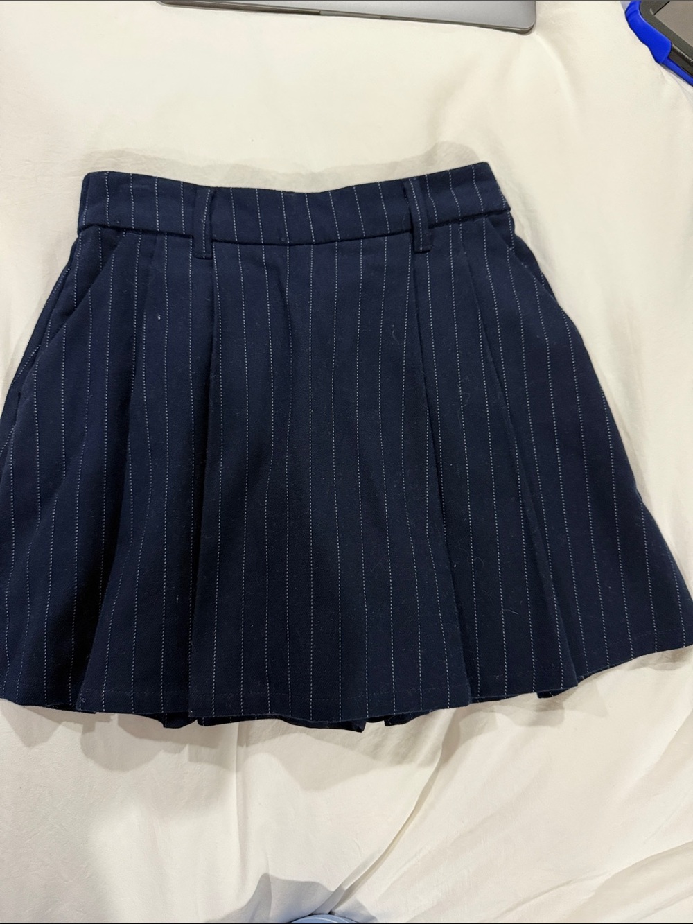 Hollister Navy Pinstripe Skater Skirt